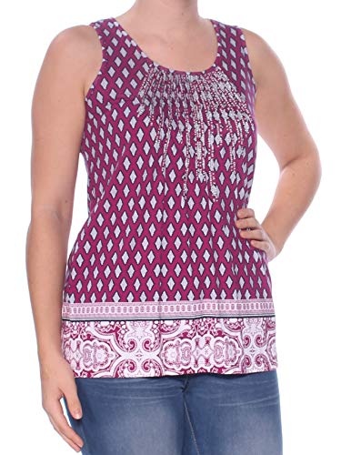 Charter Club Petite Embroidered Mixed Print Top