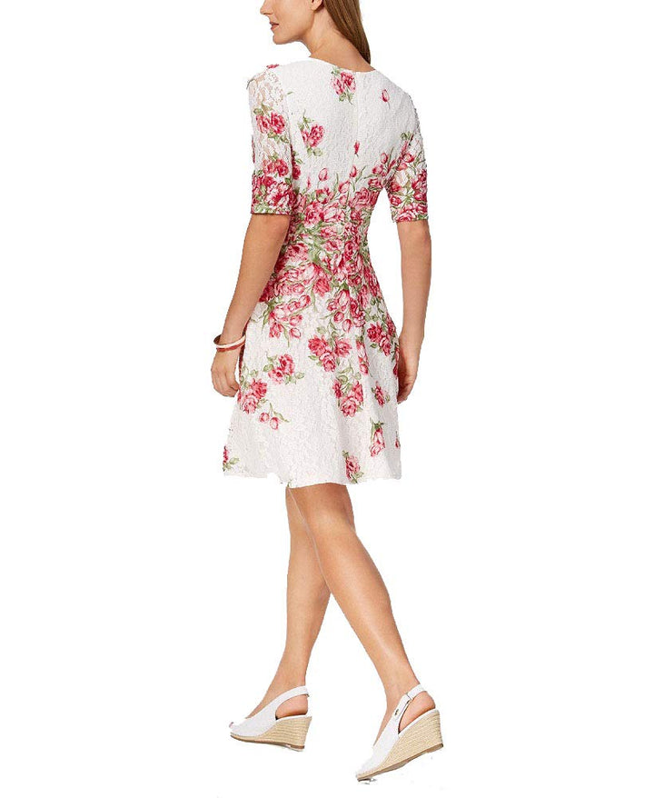 Charter Club Lace Floral Print Fit Flare Dress