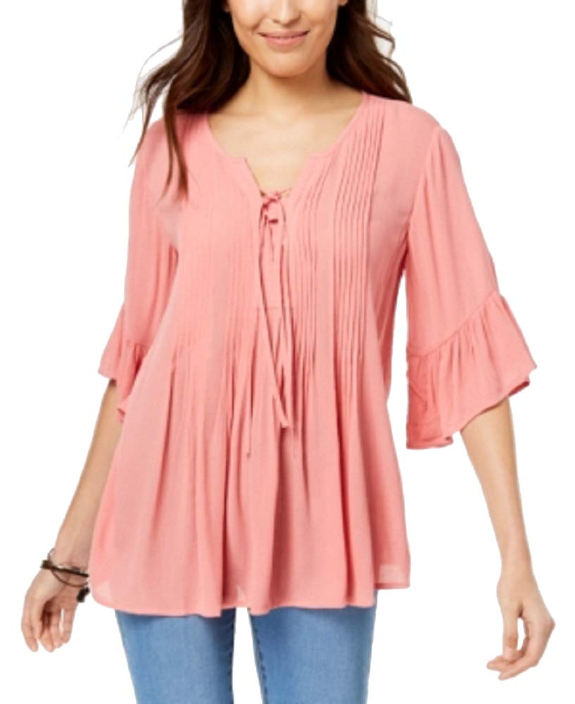 Style & Co Ruffled Lace Up Top