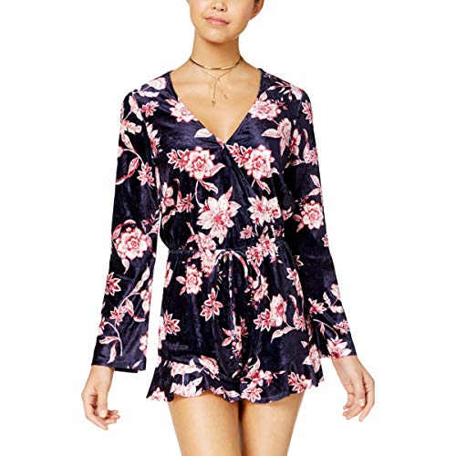 Juniors' Velvet Floral-Print Romper