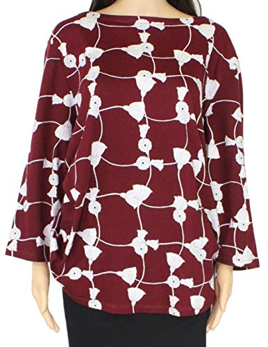 Plus Size Cotton Printed 3/4-Sleeve Top