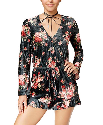 Be Bop Juniors Velvet Floral Print Romper