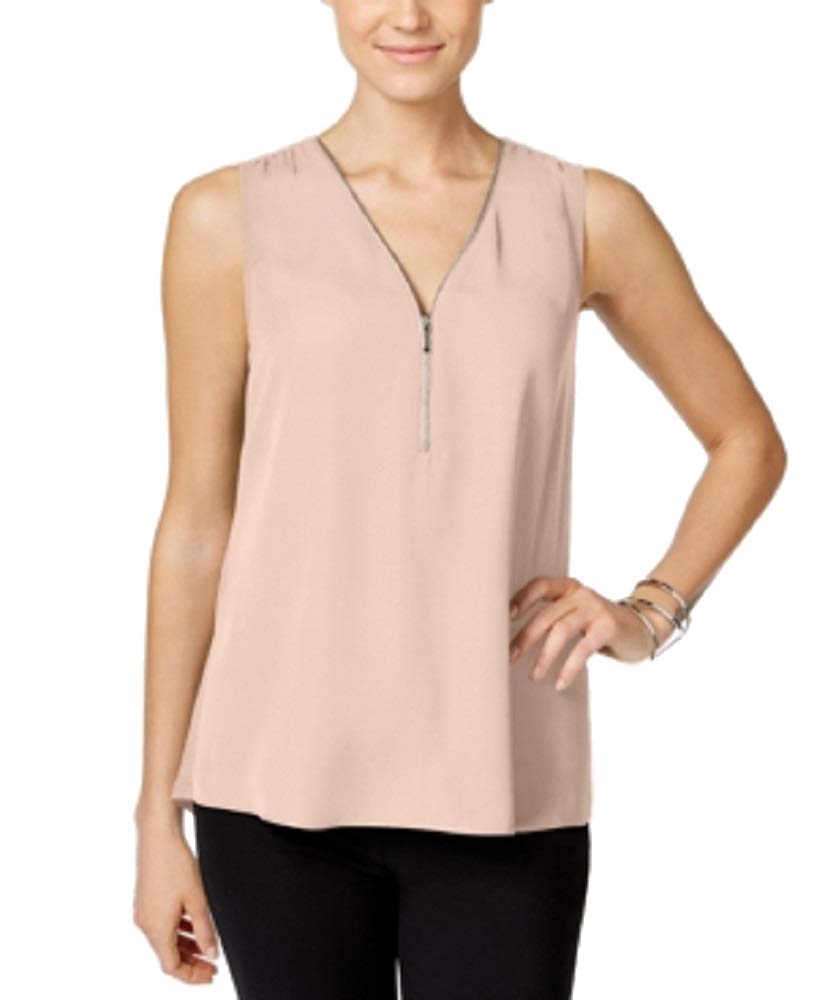 Inc International Concepts Zip-Front Knit-Back Top