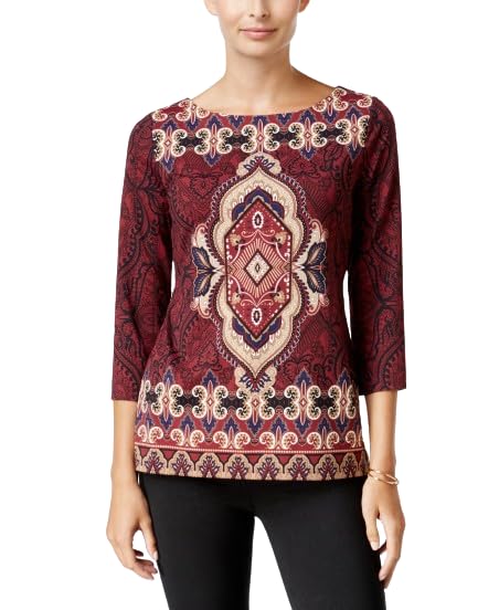 Charter Club Petite Ikat-Print Top