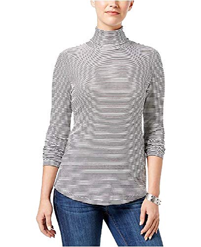 Style & Co Micro Striped Turtleneck Top