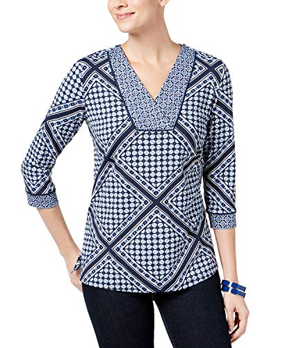 Charter Club Petite Mixed Print Top