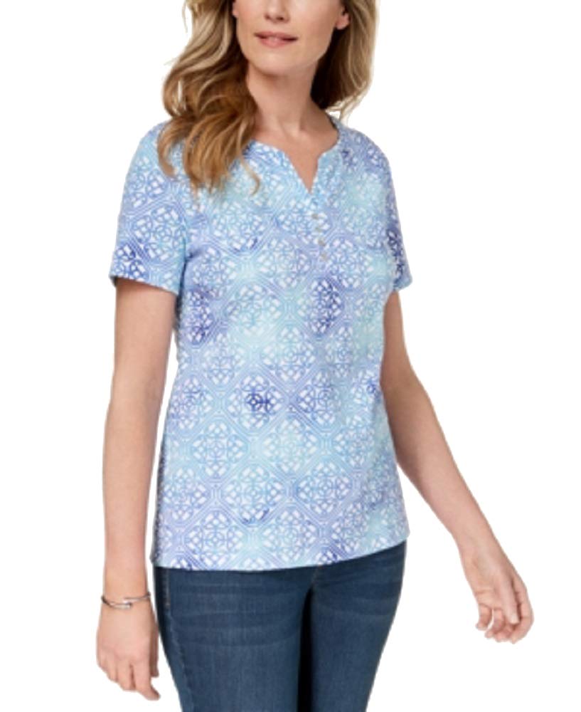 Karen Scott Printed Henley T-Shirt
