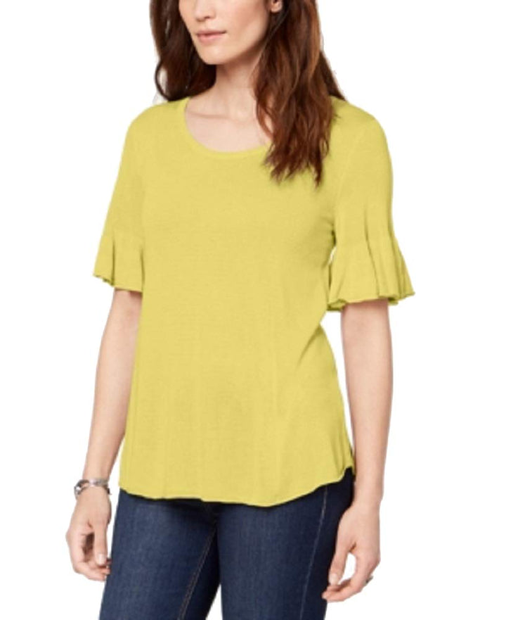 Scoop-Neck Bell-Sleeve Sweater