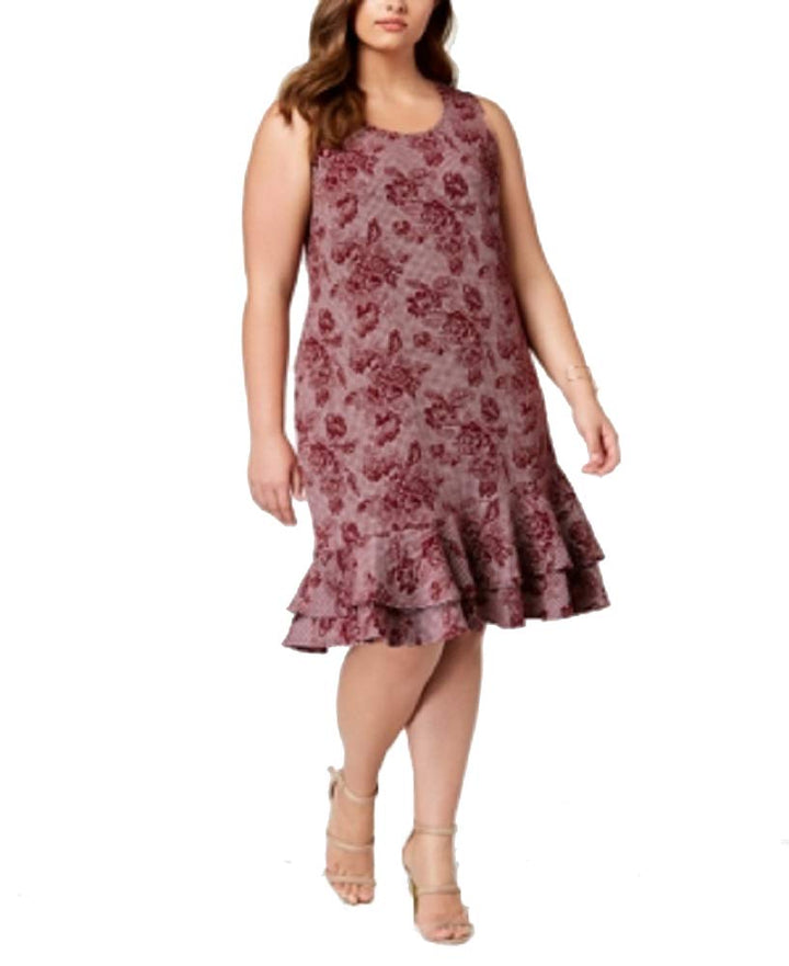 NY Collection Plus Size Printed Ruffle Hem Dress