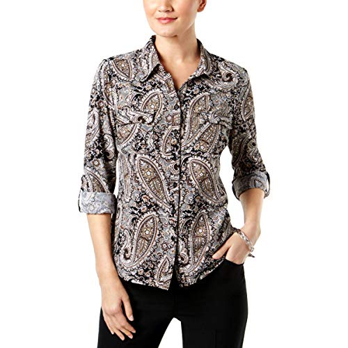 NY Collection Petite Printed Utility Shirt