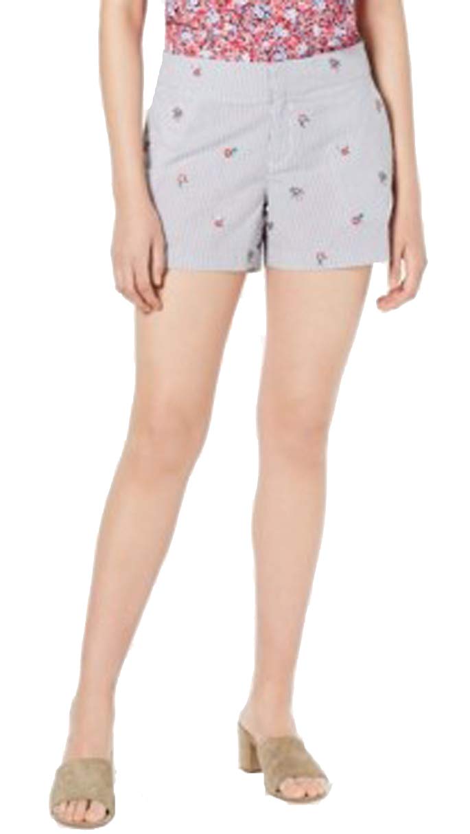 Striped Floral-Print Shorts