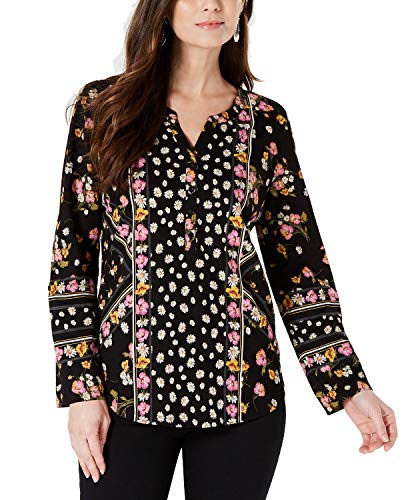 Style & Co Petite Printed Split Neck Shirt