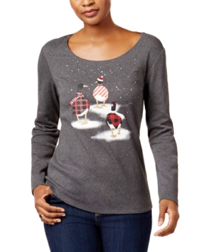 Karen Scott Cotton Geese Print T-Shirt