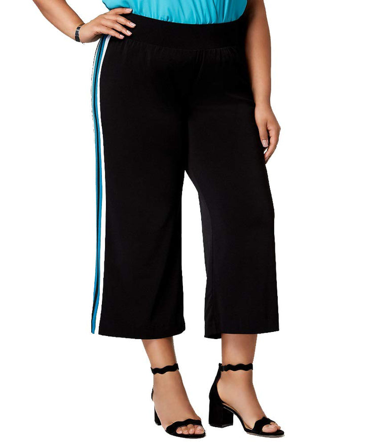 I.N.C. Plus Size Varsity-Stripe Cropped Wide-Leg Pants