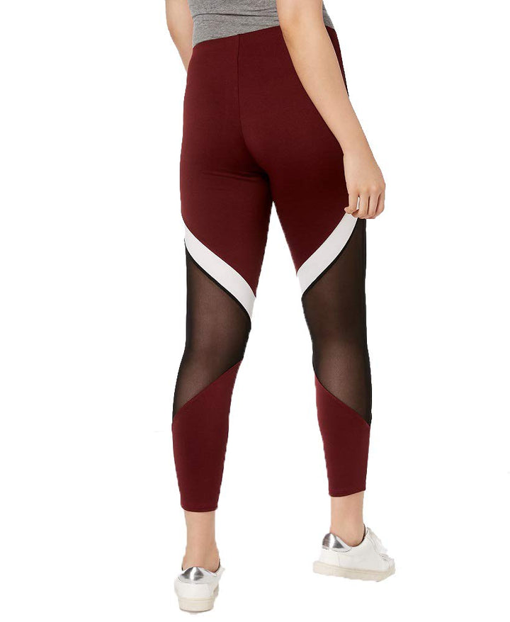 Juniors' Contrast Stripe & Mesh Leggings