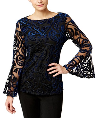 Charter Club Burnout Velvet Bell Sleeve Blouse