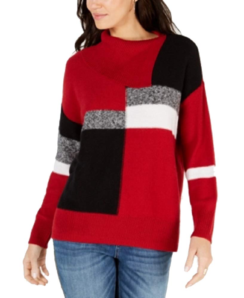 Style & Co Colorblocked Envelope Neck Sweater