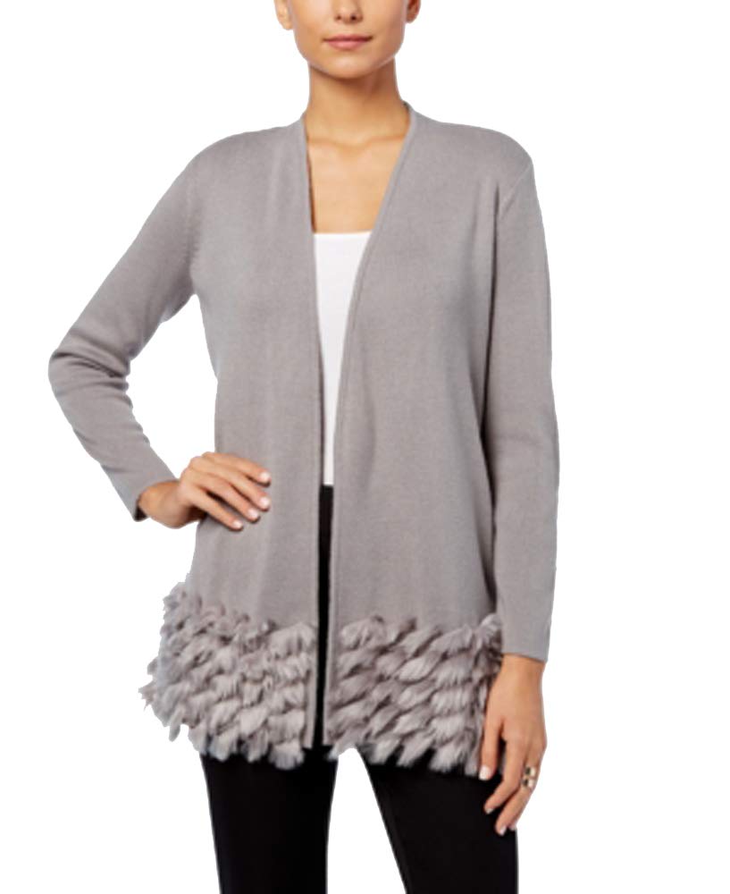 Alfani Petite Faux Fur Trim Cardigan