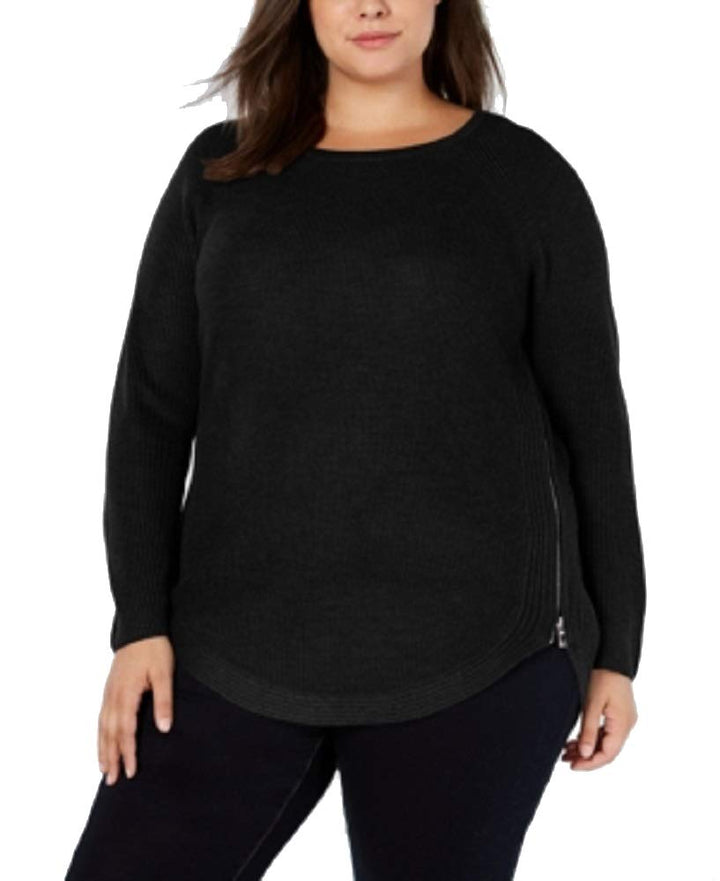 I.N.C. Plus Size Waffle-Knit Side-Zip Sweater
