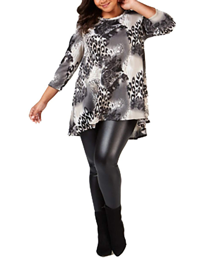 NY Collection Plus Size Printed Trapeze Top