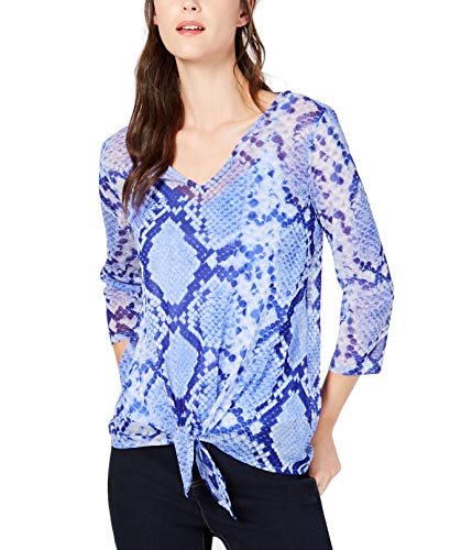 Printed Mesh Tie Front Top