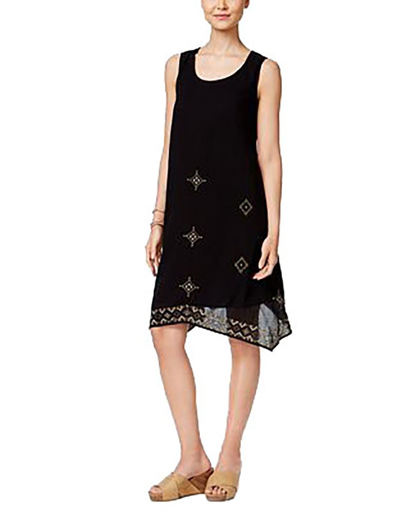 Style & Co Petite Cotton Embroidered Swing Dress
