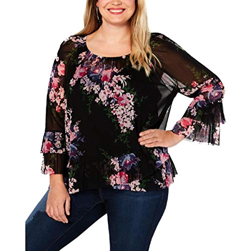 Plus Size Asymmetrical Ruffle Peasant Top