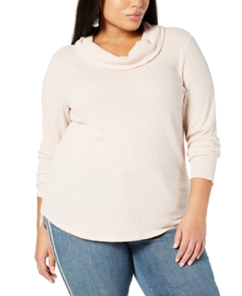 Plus Size Waffle-Knit Cowl-Neck Top