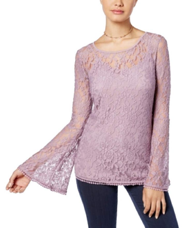 Ultra Flirt Juniors Lace Bell Sleeve Top