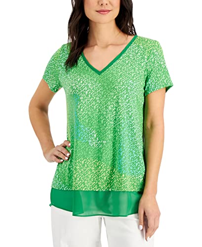 JM Collection Petite Verona V Neck Top