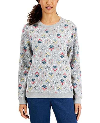 Karen Scott Womens Desi Printed Fleece Top
