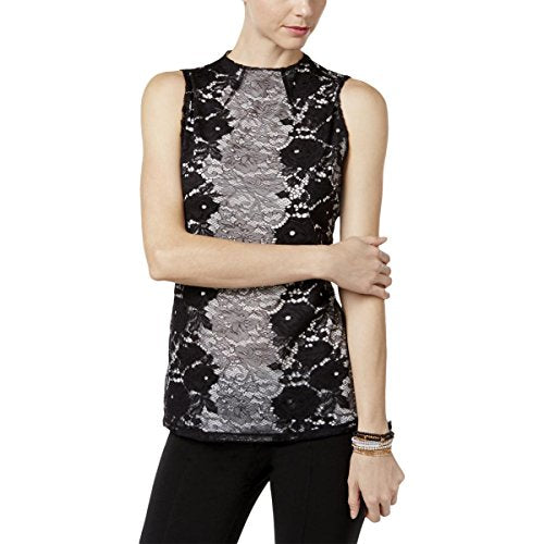 INC International Concepts Petite High Neck Lace Top