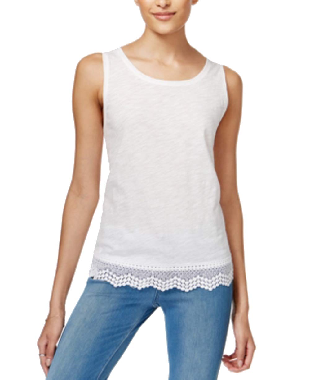 Maison Jules Cotton Crochet Hem Tank Top