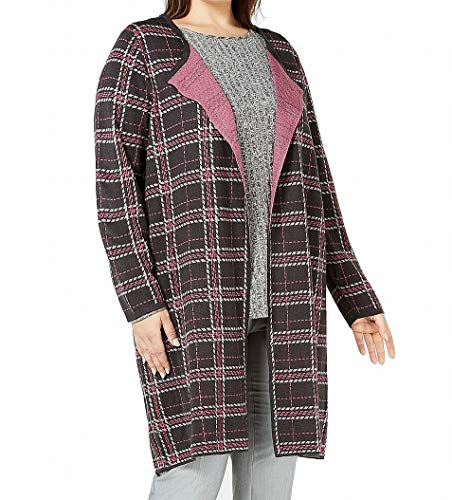 NY Collection Plus Size Jacquard Plaid Cardigan