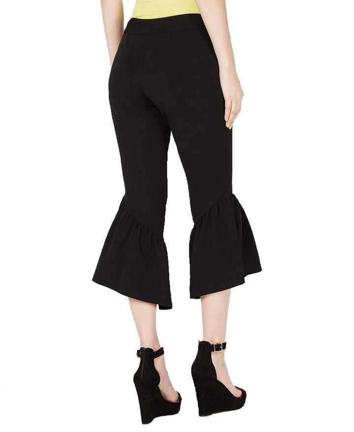 I.N.C. Cropped Ruffle-Hem Cr&ecirc;pe Pants