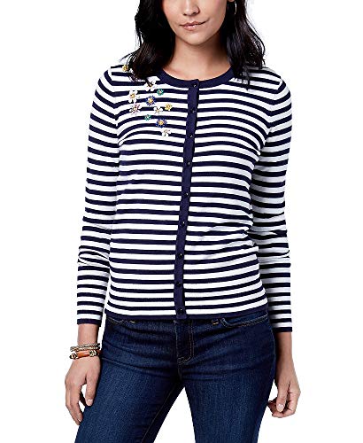Charter Club Embellished Striped Cardigan