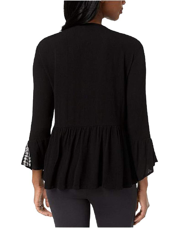 Gingham-Detail Peasant Top