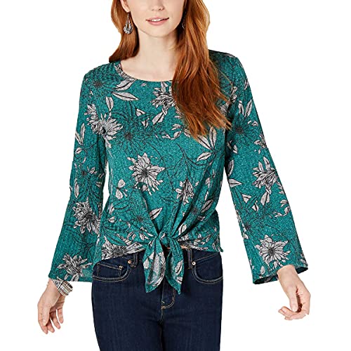 Tie-Front Lantern-Sleeve Top