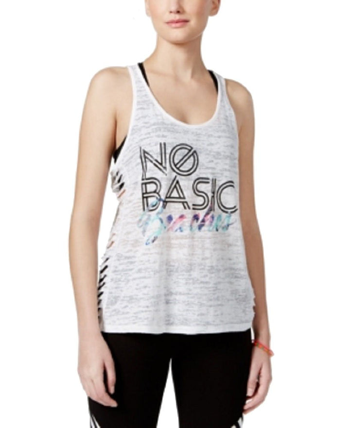 Material Girl Active Juniors Racerback Cutout Graphic Tank Top