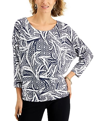 JM Collection Petite Printed Dolman Sleeve Top