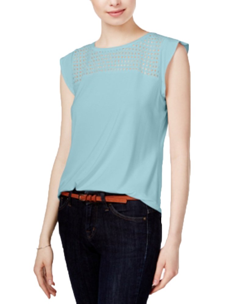 Maison Jules Flutter Sleeve Eyelet Detail Top