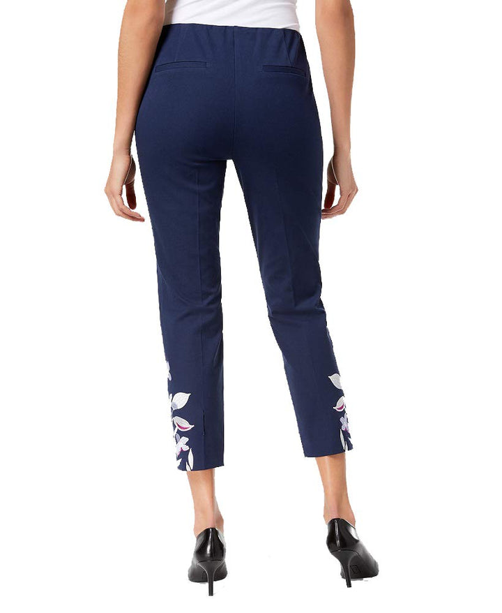 Alfani Petite Embroidered Hollywood-Waist Skinny Pants (Navy Nautical, 6P)