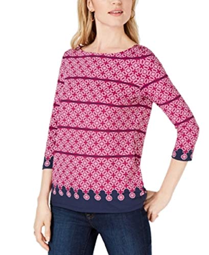 Charter Club Petite Printed Boatneck Top