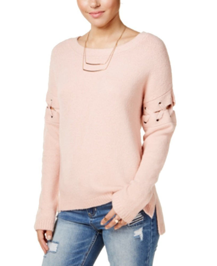 Crave Fame Juniors Lace Up High Low Sweater By Almost Famous