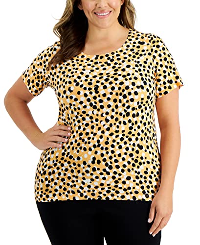 JM Collection Plus Size Jacquard Dot Print Top