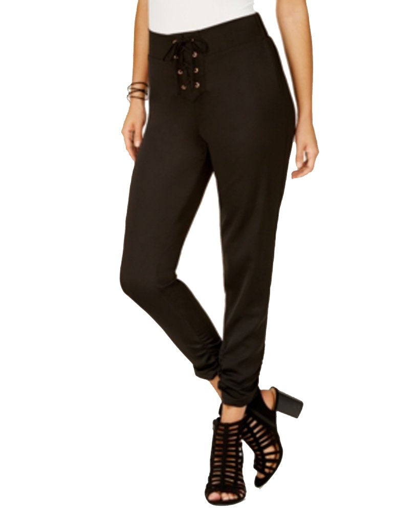 Material Girl Juniors Lace Up Satin Skinny Pants