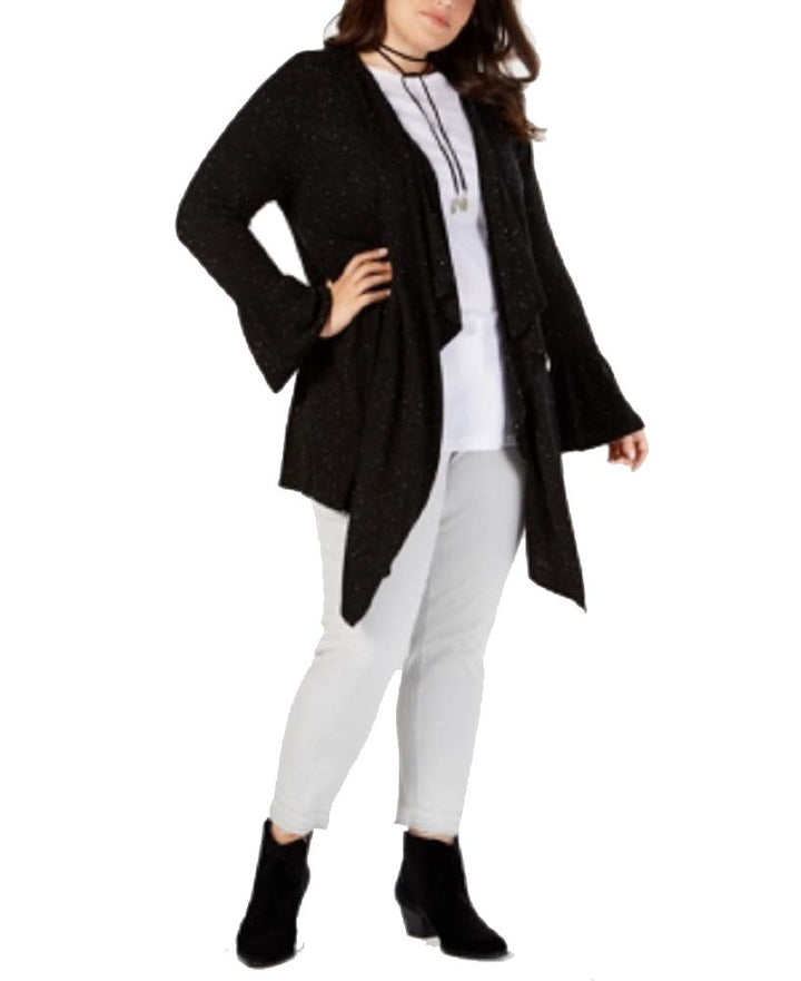 Plus Size Ruffled-Sleeve Open-Front Cardigan