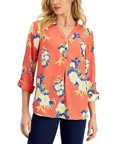 JM Collection Womens Floral Utility Top
