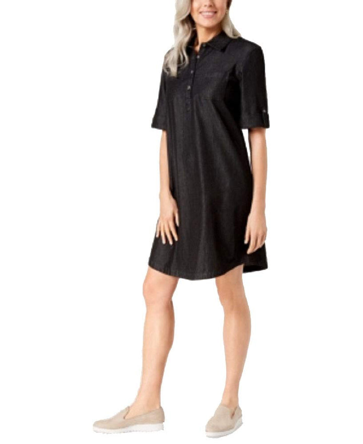 Karen Scott Petite Cotton Chambray Shirtdress