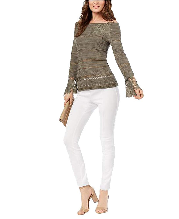 Lace Trim Off The Shoulder Sweater